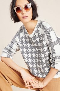 ANTHROPOLOGIE Shaz Plaid Sweatshirt in Black and White / checked sweat top