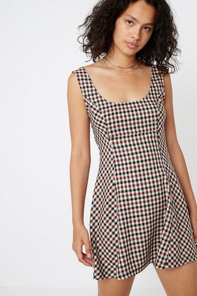 Urban Renewal Inspired By Vintage Bernece Brown Checked Dress in Brown - flipped
