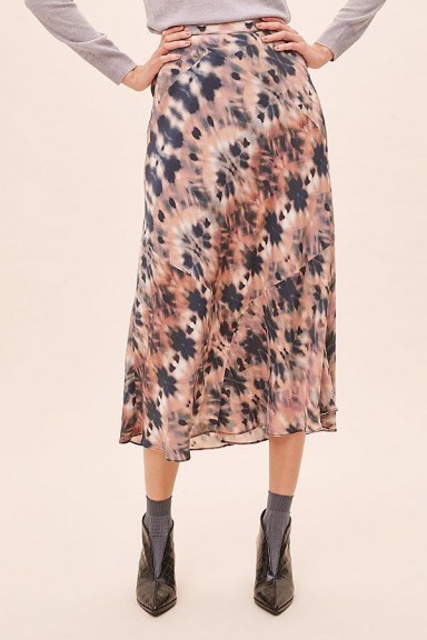 Kachel Tie Dye-Print Silk Skirt in Rose - flipped