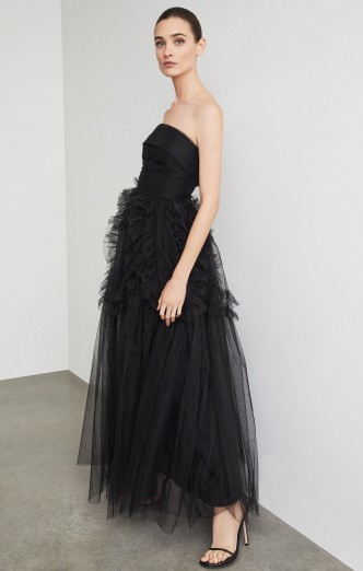 BCBG Trapless Ruffle-Trimmed Long Gown