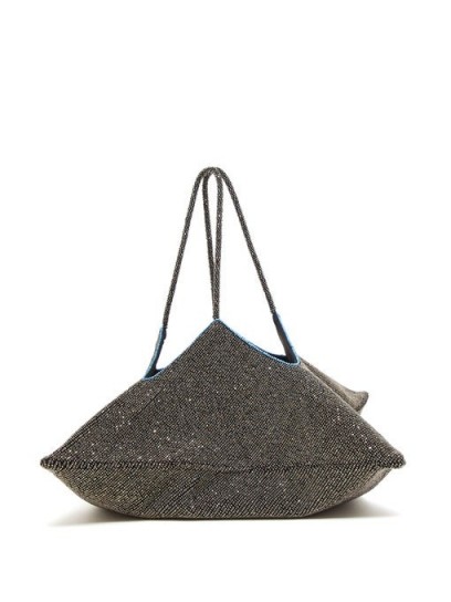 THE ROW Beaded geometric clutch in silver / shimmering evening bag