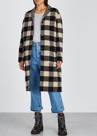 BELSTAFF Rona reversible checked wool-blend coat in black and cream