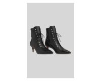 WHISTLES Celeste Kitten Heel Boot in black ~ point toe lace-up boots