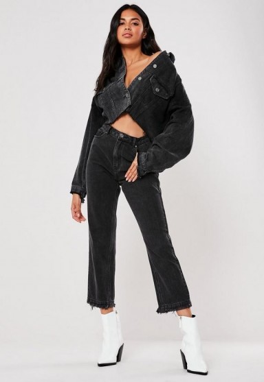 Missguided black co ord wrath high waisted jeans | cropped hems
