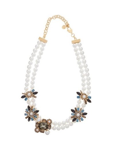 ERDEM Bloom crystal-embellished faux pearl necklace – statement necklaces with coloured crystals - flipped
