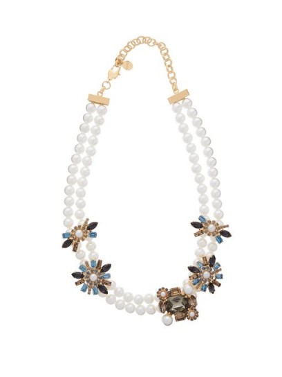 ERDEM Bloom crystal-embellished faux pearl necklace – statement necklaces with coloured crystals