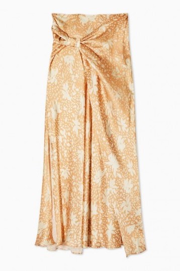 TOPSHOP Blur Floral Knot Skirt By Boutique in Peach - flipped