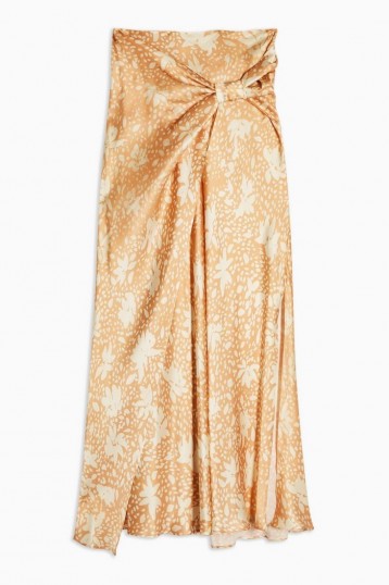 TOPSHOP Blur Floral Knot Skirt By Boutique in Peach