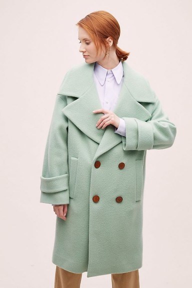 ANTHROPOLOGIE Rosa Oversized Coat Mint ~ light-green autumn coats - flipped