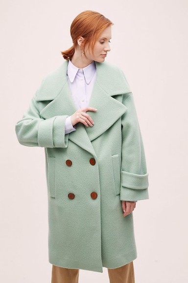 ANTHROPOLOGIE Rosa Oversized Coat Mint ~ light-green autumn coats
