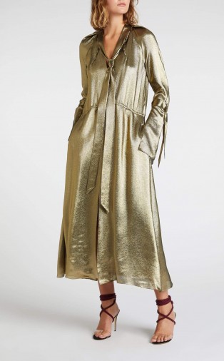 ROLAND MOURET BRANDON DRESS in Gold ~ metallic dresses ~ fluid fabrics