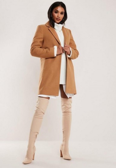 MISSGUIDED camel formal coat ~ smart light-brown coats - flipped