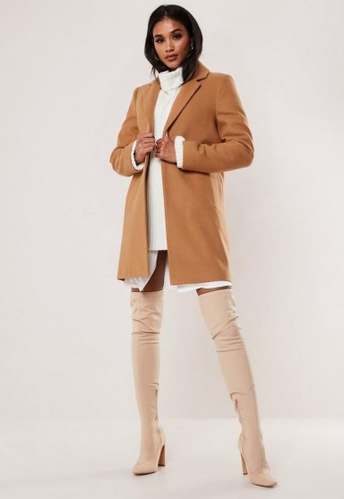 MISSGUIDED camel formal coat ~ smart light-brown coats