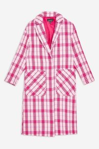 TOPSHOP Check Side Split Coat in Pink / bright checked coats
