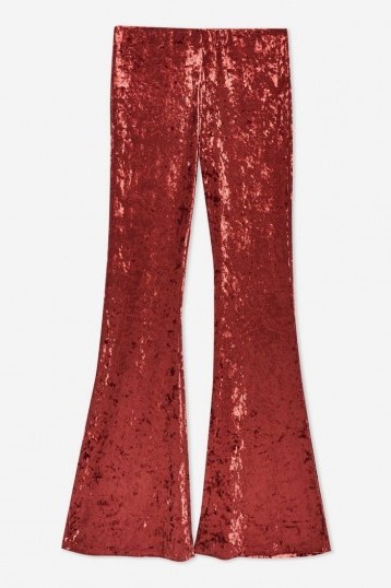 Band Of Gypsies Crushed Velvet Flared Trousers in Pink | retro pants - flipped