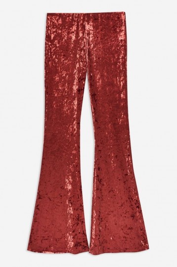 Band Of Gypsies Crushed Velvet Flared Trousers in Pink | retro pants