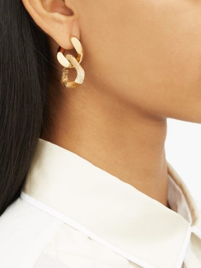 BOTTEGA VENETA Double-link jasper and gold-plated silver earrings