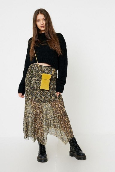 UO Bertie Floral Asymmetric Midi Skirt - flipped