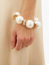 DOLCE & GABBANA Faux pearl-embellished bracelet ~ large pearls ~ chunky bracelets