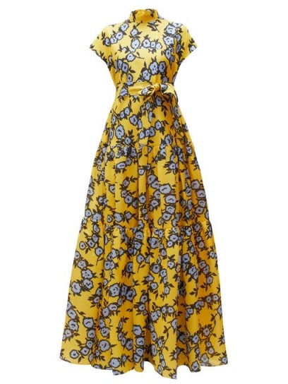CAROLINA HERRERA Yellow floral-print duchess-satin gown
