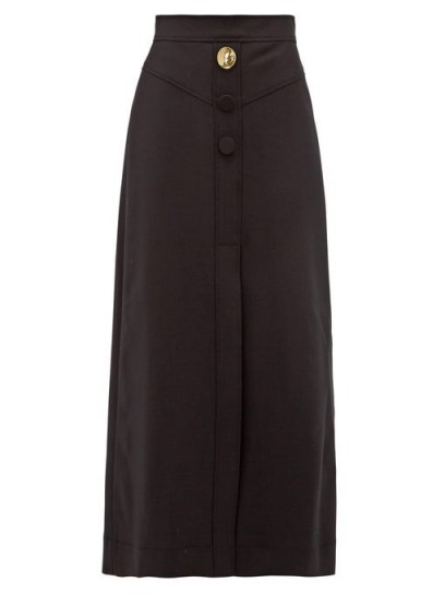 ELLERY Homework crepe A-line midi skirt in black