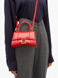 BALENCIAGA Hourglass XS red-leather handbag | small luxe crossbody