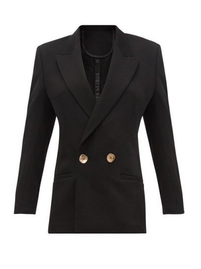 PETAR PETROV Jeffrey double-breasted black wool-twill blazer ~ stylish contemporary cut jacket - flipped