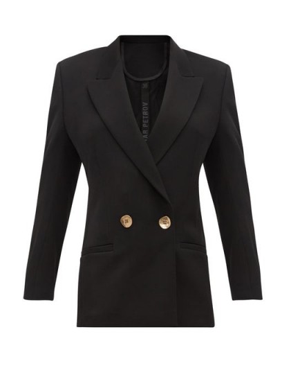 PETAR PETROV Jeffrey double-breasted black wool-twill blazer ~ stylish contemporary cut jacket