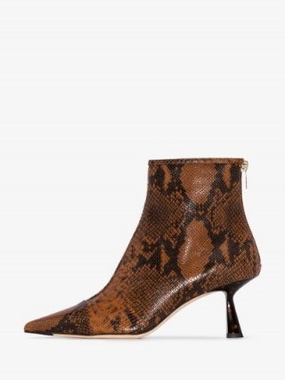 Jimmy Choo Brown Kix Snake Ankle Boots ~ point toe booties - flipped