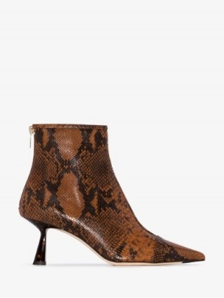 Jimmy Choo Brown Kix Snake Ankle Boots ~ point toe booties