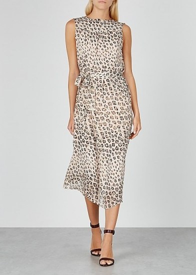 JOIE Corrin leopard-print silk midi dress / sleeveless tie-waist dresses - flipped