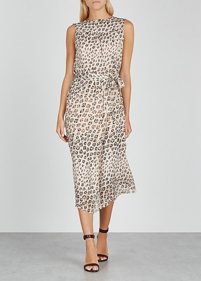 JOIE Corrin leopard-print silk midi dress / sleeveless tie-waist dresses