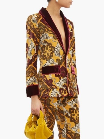 F.R.S – FOR RESTLESS SLEEPERS Kakia tiger-print velvet jacket in yellow / luxe jackets - flipped