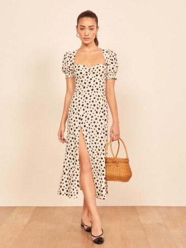 Reformation Lacey Dress in Ink Blot / spot print puff sleeve dresses - flipped