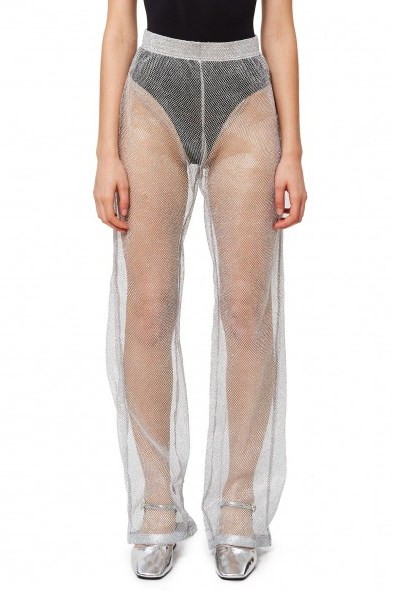 LAZOSCHMIDL WORF PANT in SILVER | sheer mesh trousers - flipped
