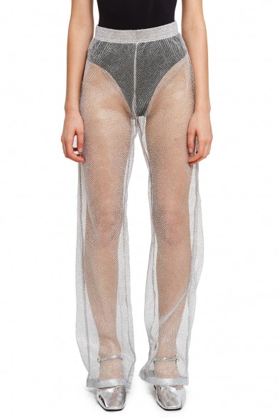 LAZOSCHMIDL WORF PANT in SILVER | sheer mesh trousers