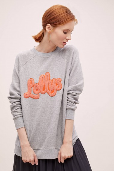 Lolly’s Laundry Embroidered Sweatshirt in Grey / logo sweat top