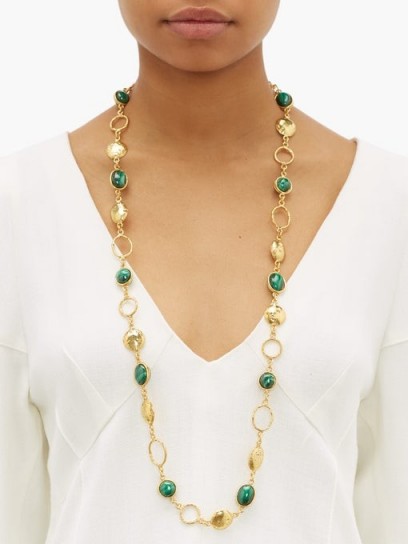 SYLVIA TOLEDANO Long malachite necklace ~ green stone necklaces