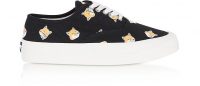 MAISON KITSUNÉ All-Over Fox Head Laced Sneakers in Black