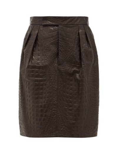 MAX MARA Manila black crocodile-effect leather skirt - flipped