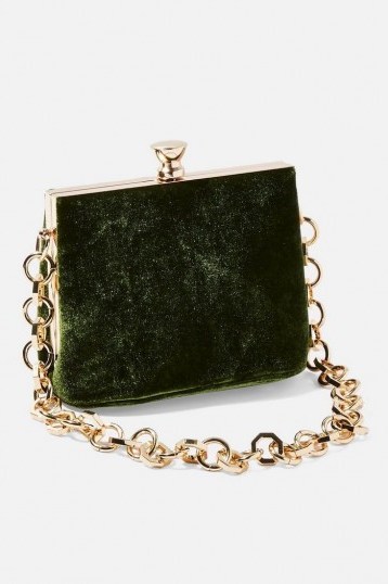 Topshop MARGOT Velvet Frame Bag in Green - flipped