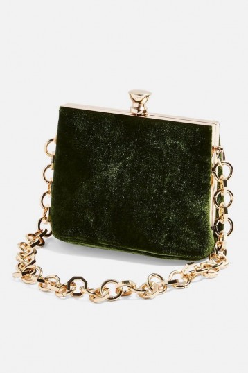 Topshop MARGOT Velvet Frame Bag in Green
