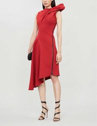MATICEVSKI Paramour sculpted-top crepe dress in flame ~ red event clothing
