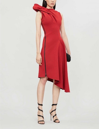 MATICEVSKI Paramour sculpted-top crepe dress in flame ~ red event clothing - flipped