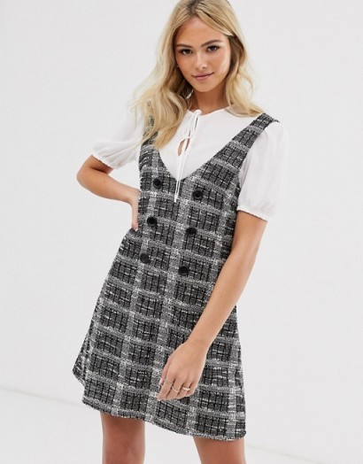 Miss Selfridge dress with tee in grey check / cute pinafore style dresses