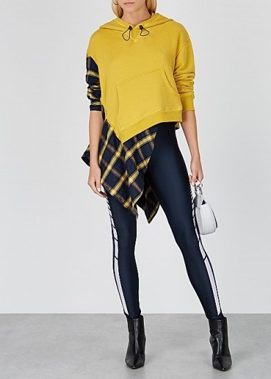 MONSE Yellow jersey and flannel sweatshirt / asymmetric sweat top - flipped