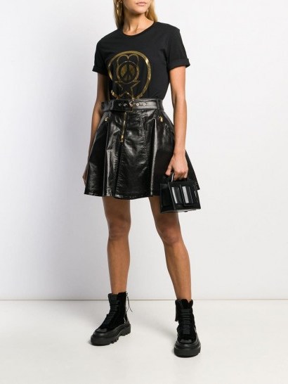 MOSCHINO biker skirt in black – faux leather full skirts - flipped