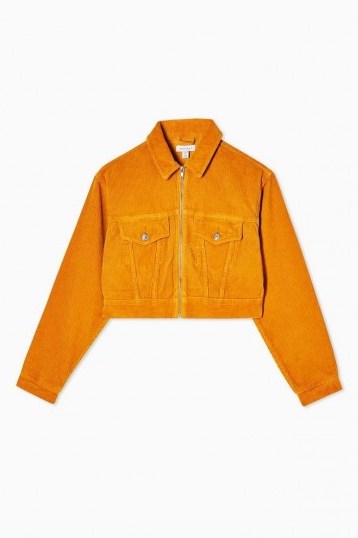 Topshop Mustard Zip Through Corduroy Jacket ~ yellow cropped cord jackets - flipped