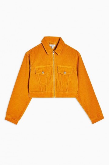 Topshop Mustard Zip Through Corduroy Jacket ~ yellow cropped cord jackets