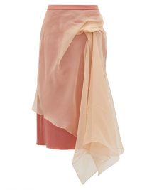 SIES MARJAN Nadine gathered silk-organza and satin skirt in pink – draped overlay skirts
